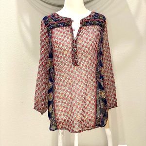 🔥Lucky Brand Bohemian sheer blouse tunic